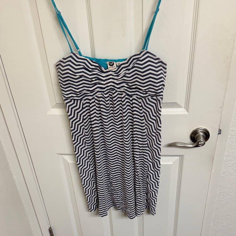 Chevron Striped Roxy Dress - Blue and white